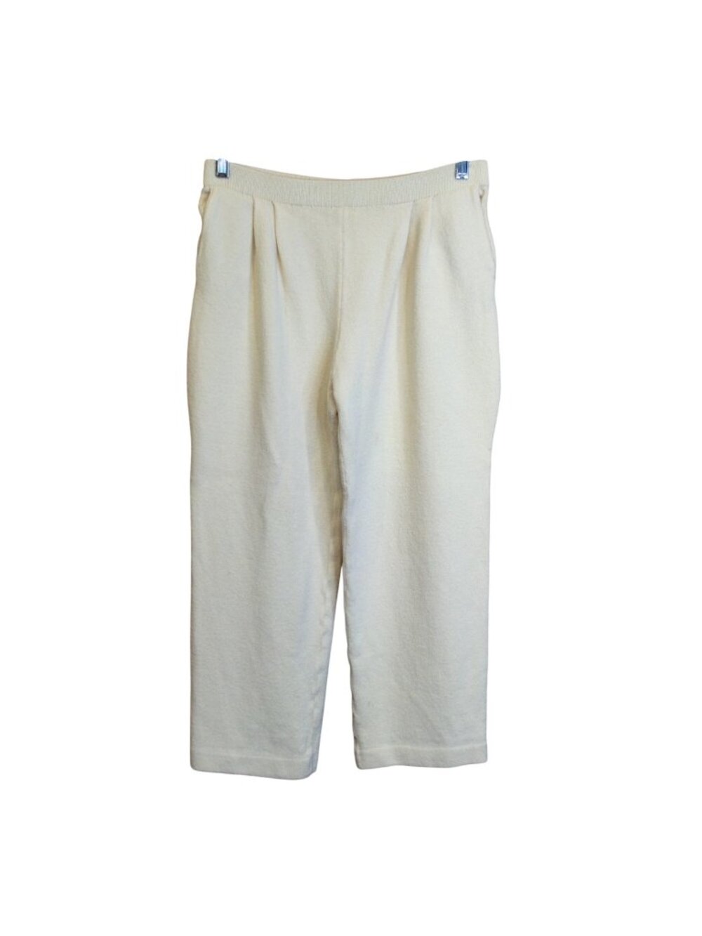 Vintage St John Santana Knit Pants Cream Elastic Waist Pull On Size 8 Flaws